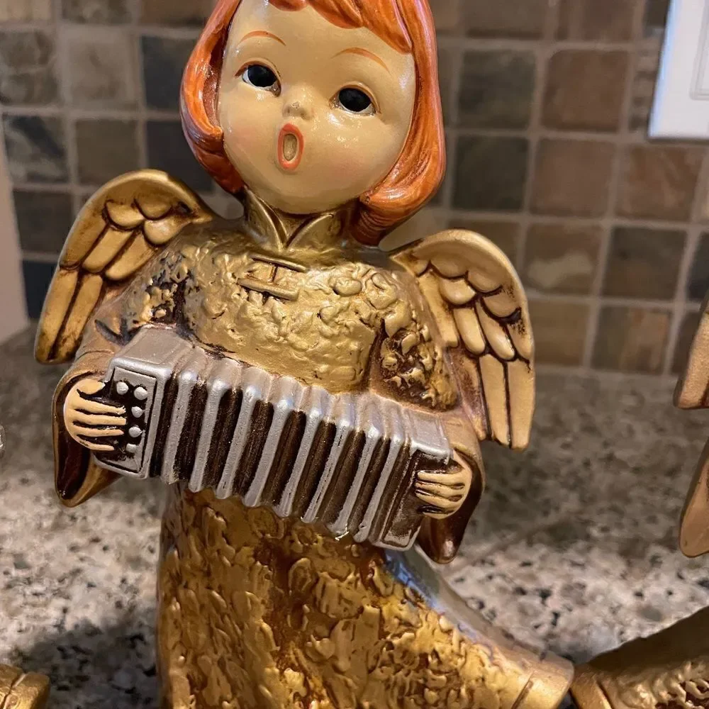 MCM Vintage Golden Musical Themed Angels set of 3 made in Taiwan